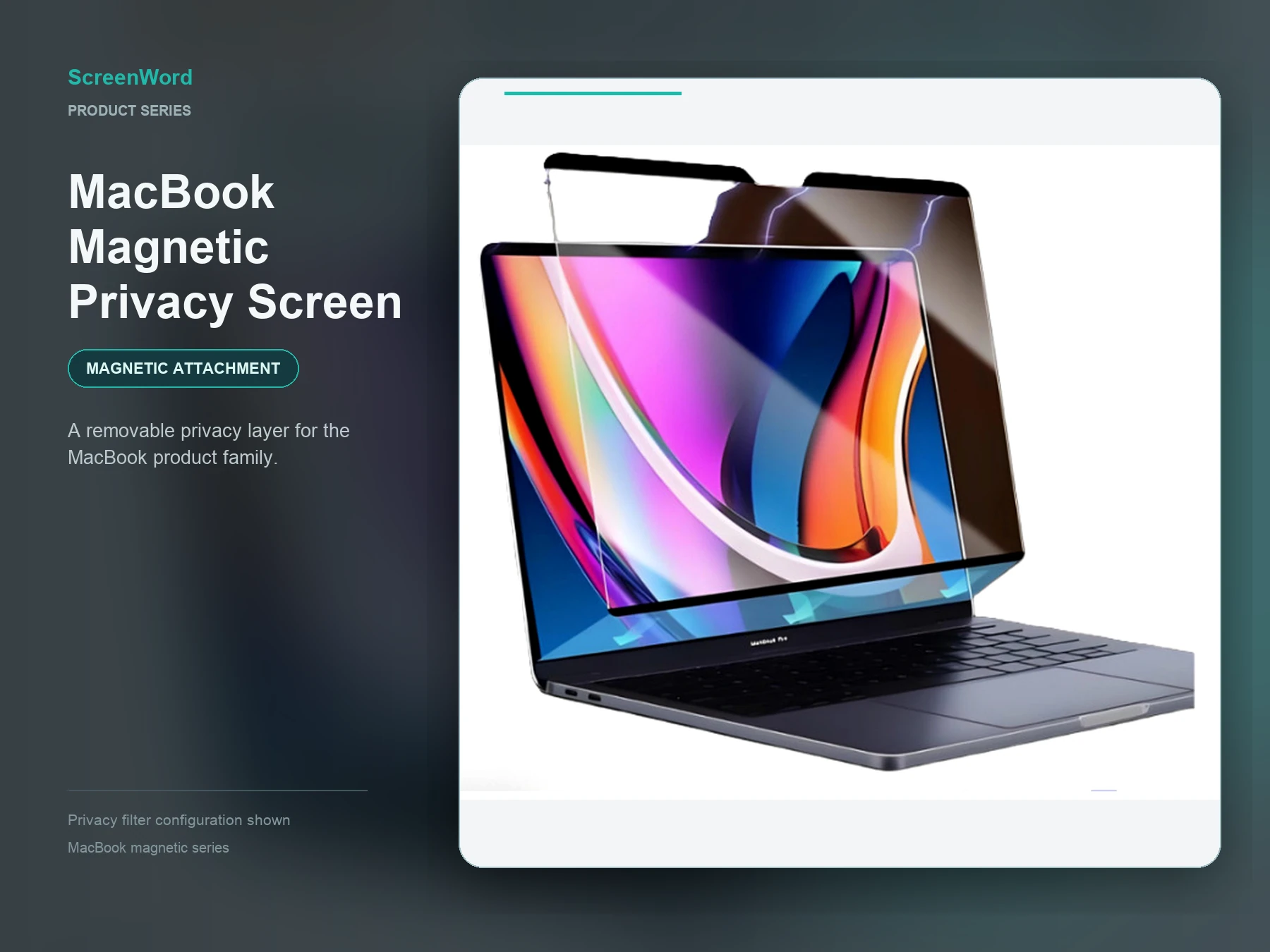 MacBook magnetic privacy screen marketing composition