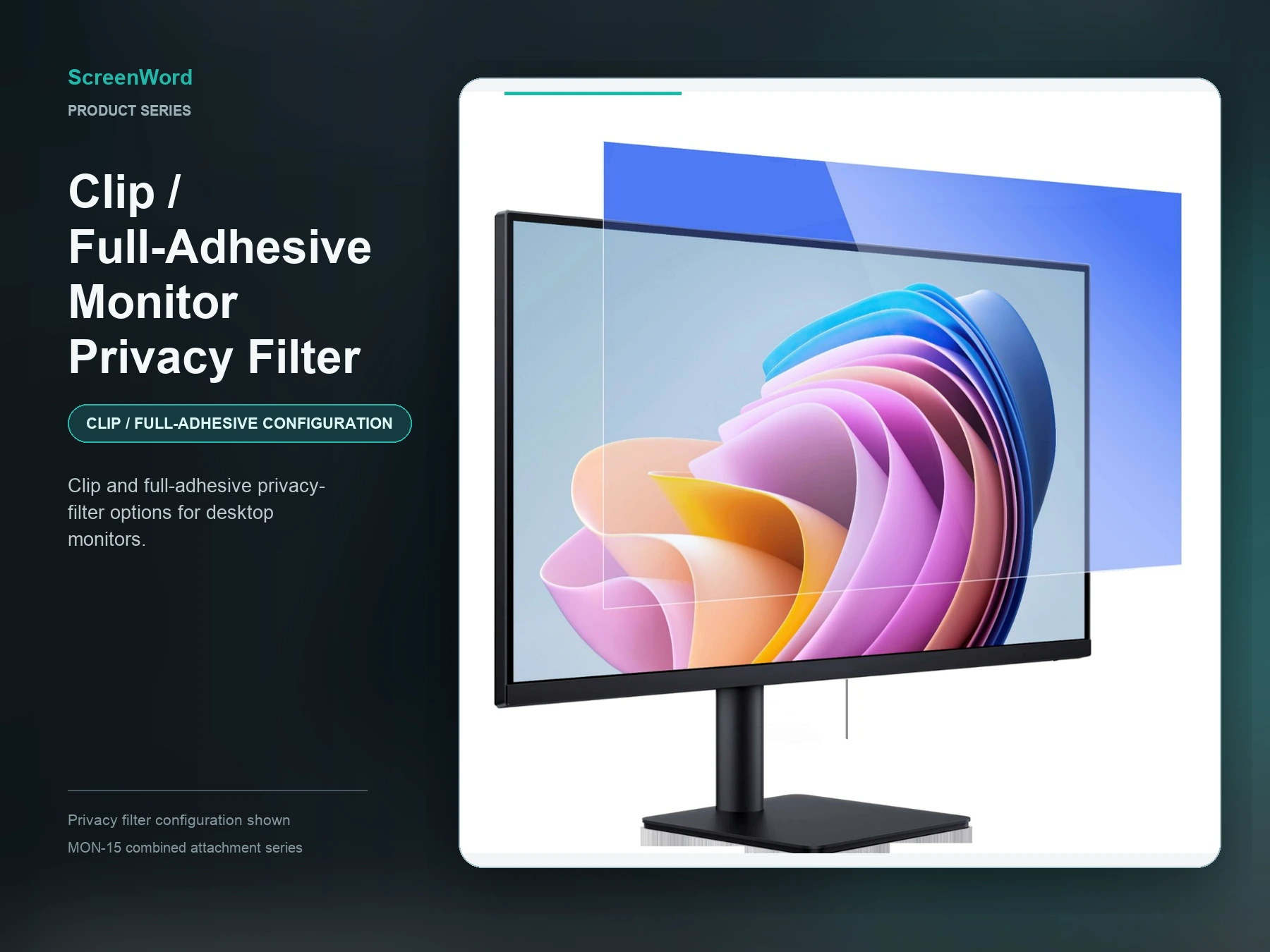 Clip / Full-Adhesive Monitor Privacy Filter marketing composition