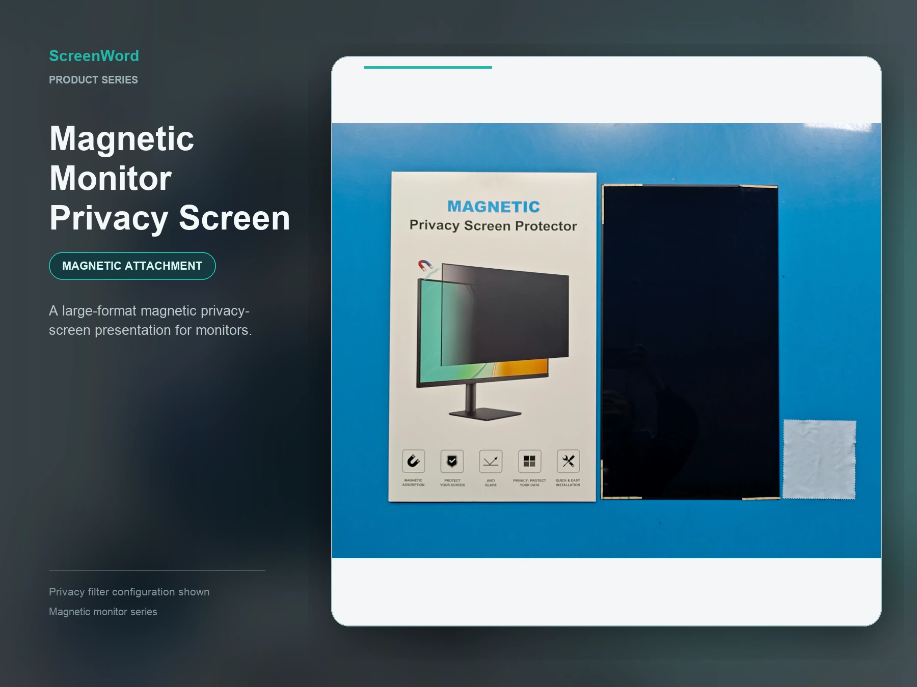 Magnetic monitor privacy screen marketing composition