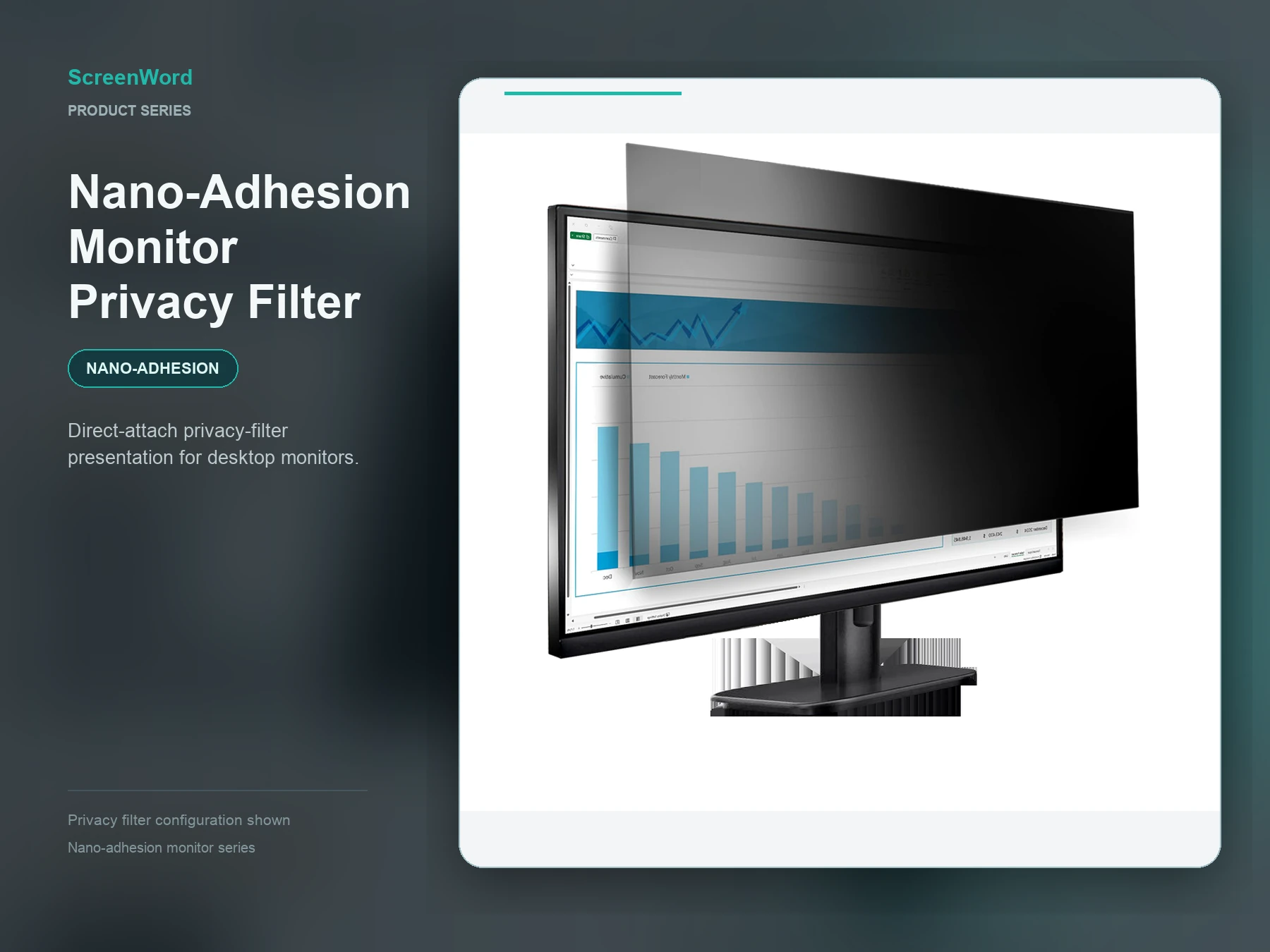 Monitor nano-adhesion privacy screen marketing composition