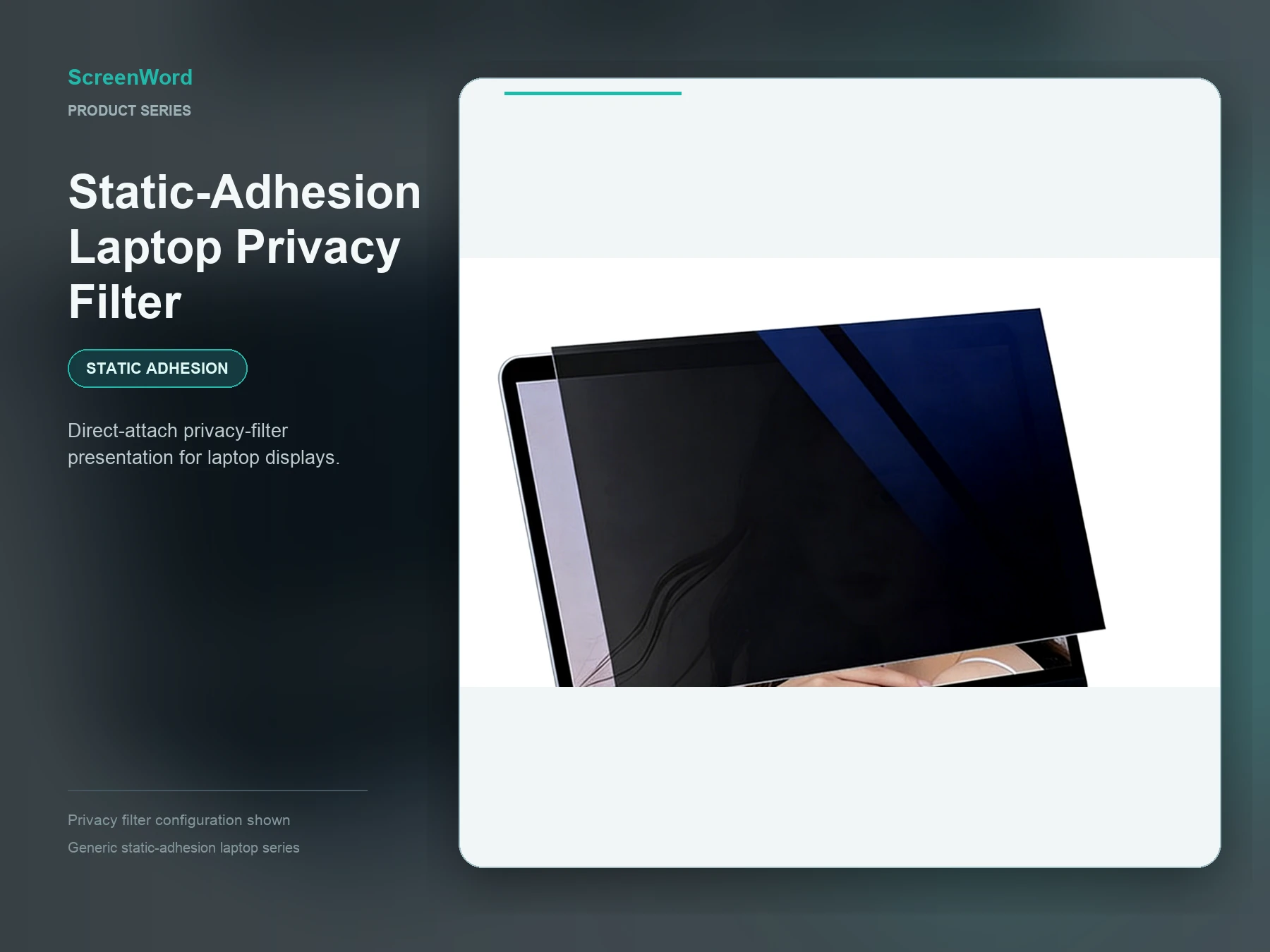 Universal laptop static-adhesion privacy screen marketing composition